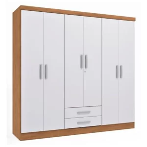 CLOSET 6 PUERTAS 2 CAJONES FREIJO BLANCO ISABELA 181*180*47