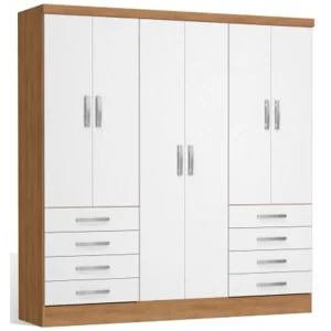 CLOSET 6 PUERTAS 8 CAJONES FREIJO BLANCO AGUSTINA 200*180*47
