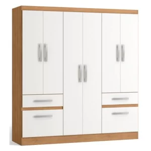 CLOSET 6 PUERTAS 2 CAJONES FREIJO BLANCO LILIANA 180*162*45
