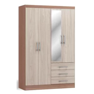 CLOSET 4 PUERTAS 3 CAJONES BICOLOR C/ESPEJO AMELIA 180*110*45