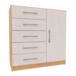 COMODA 5 CAJONES 1 PUERTA BICOLOR BEATRIZ 91*62*40