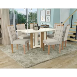 COMEDOR MILAN 6 SILLAS 75*90*160