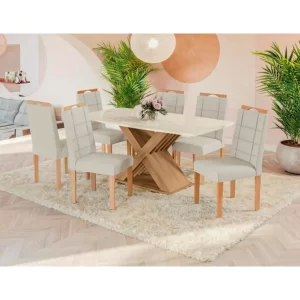 COMEDOR VERONA 6 SILLAS 75*90*170